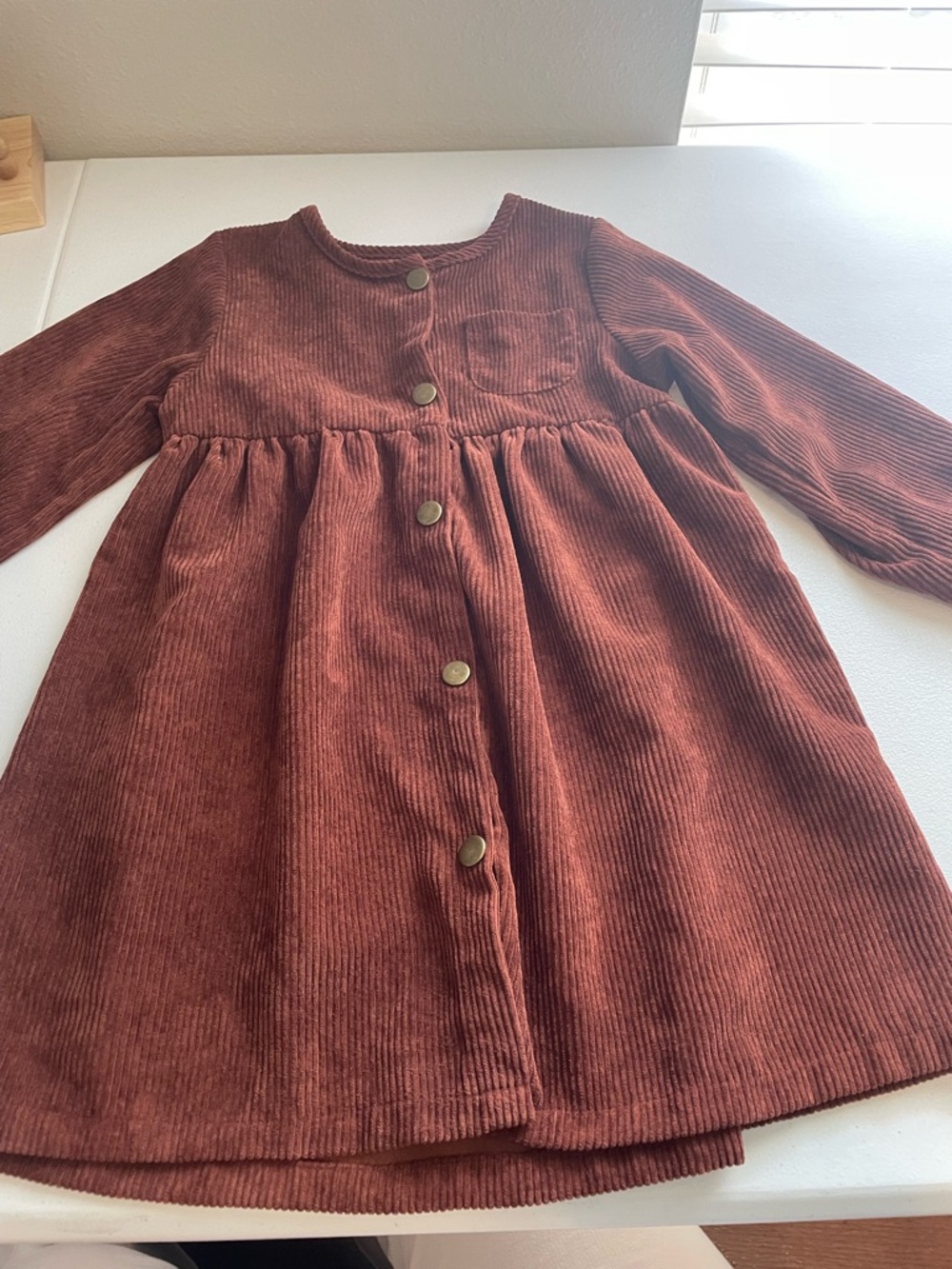 Toddler Girls Corduroy Button Front Dress Size 120 (Approx. 5T)